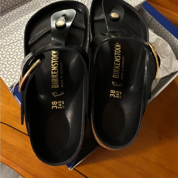 Birkenstock Gizeh Big Buckle High Shine Black Size: EU 38 (7-7.5) Regular NWT - Picture 5 of 8